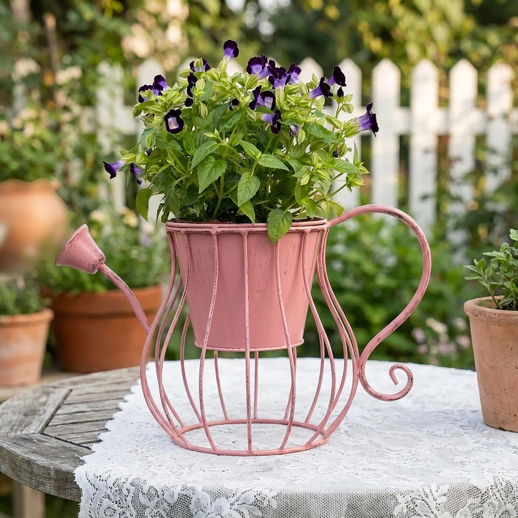 Vintage Metal Watering Can Planter