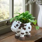 Resin Highland Cow Planter Decor