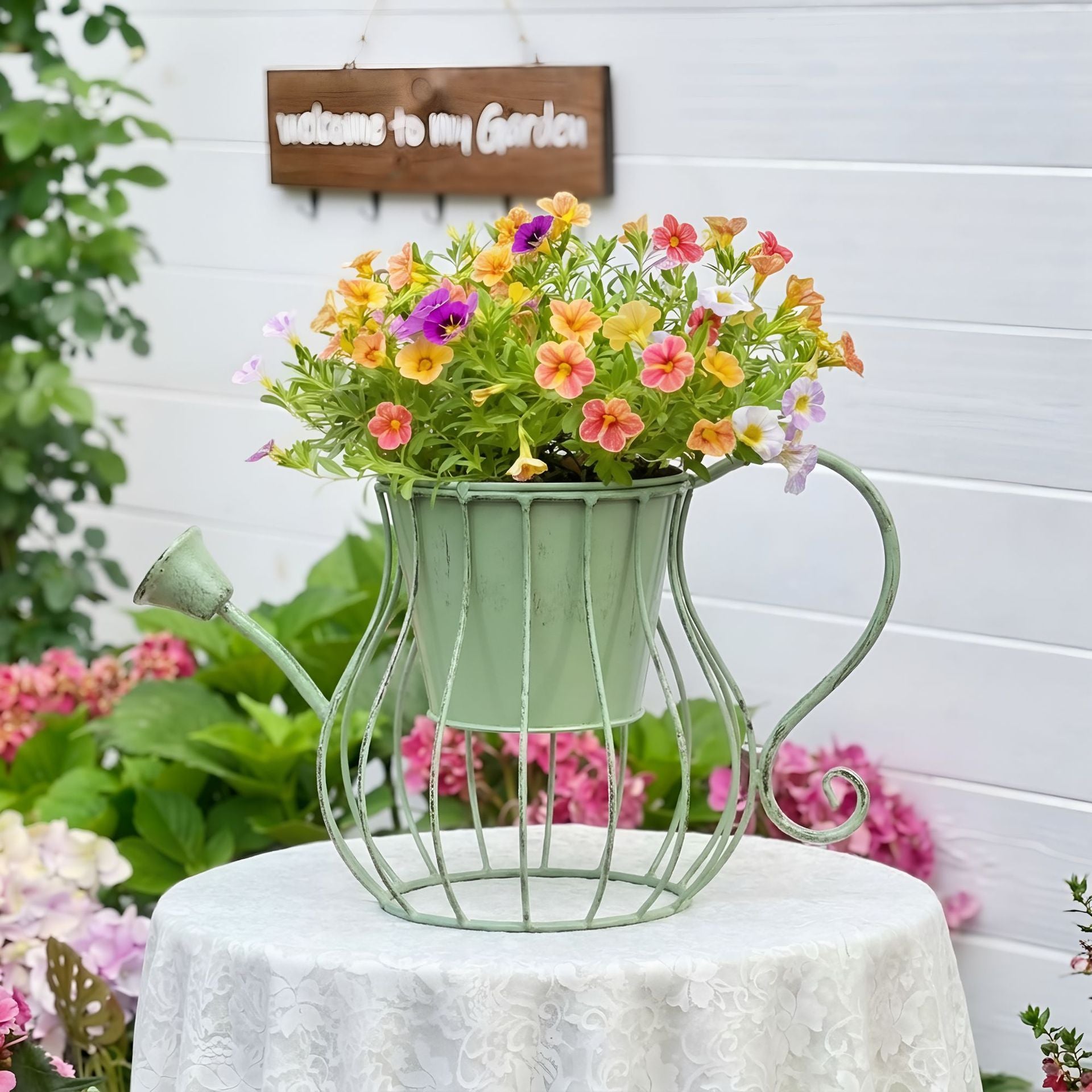 Vintage Metal Watering Can Planter