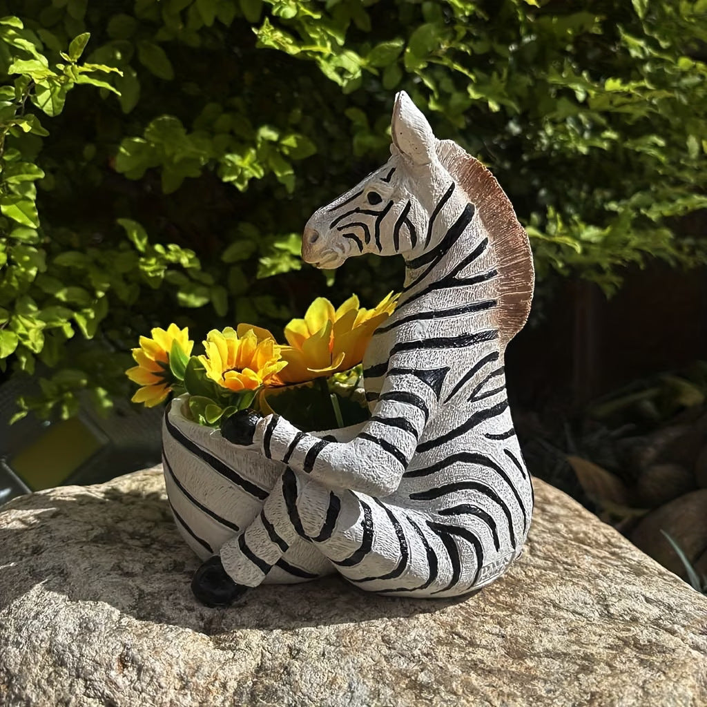 Resin Zebra Planter Decor