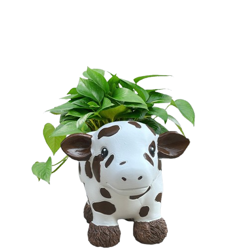 Resin Highland Cow Planter Decor
