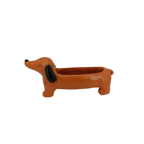 Resin Dachshund Planter Decor