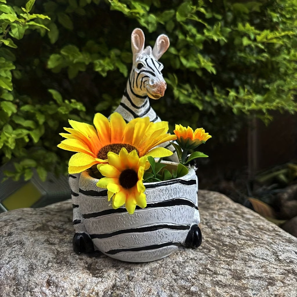 Resin Zebra Planter Decor