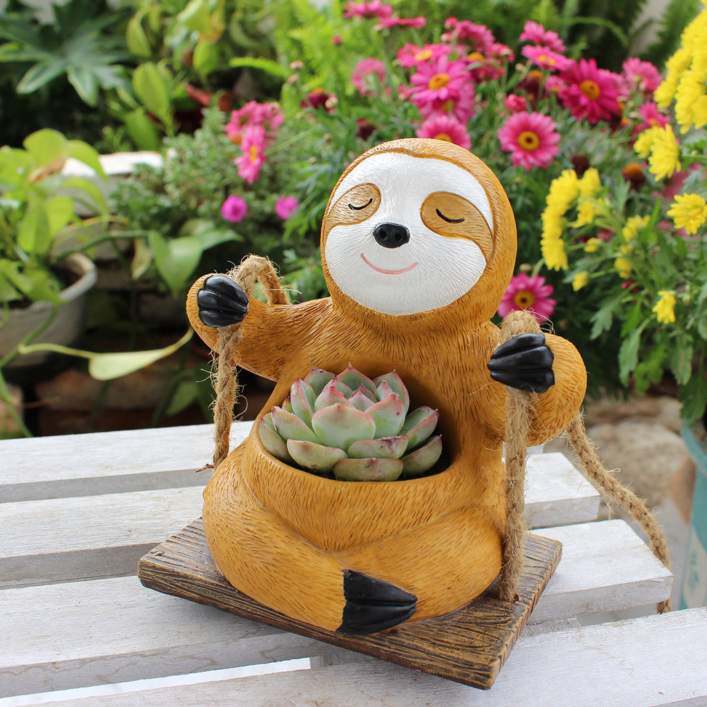 Resin Sloth Hanging Planter